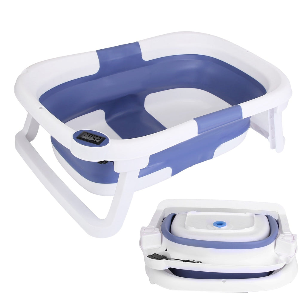 1Pc Baby Bath Tub With Thermometer Collapsible Travel Friendly 0 To