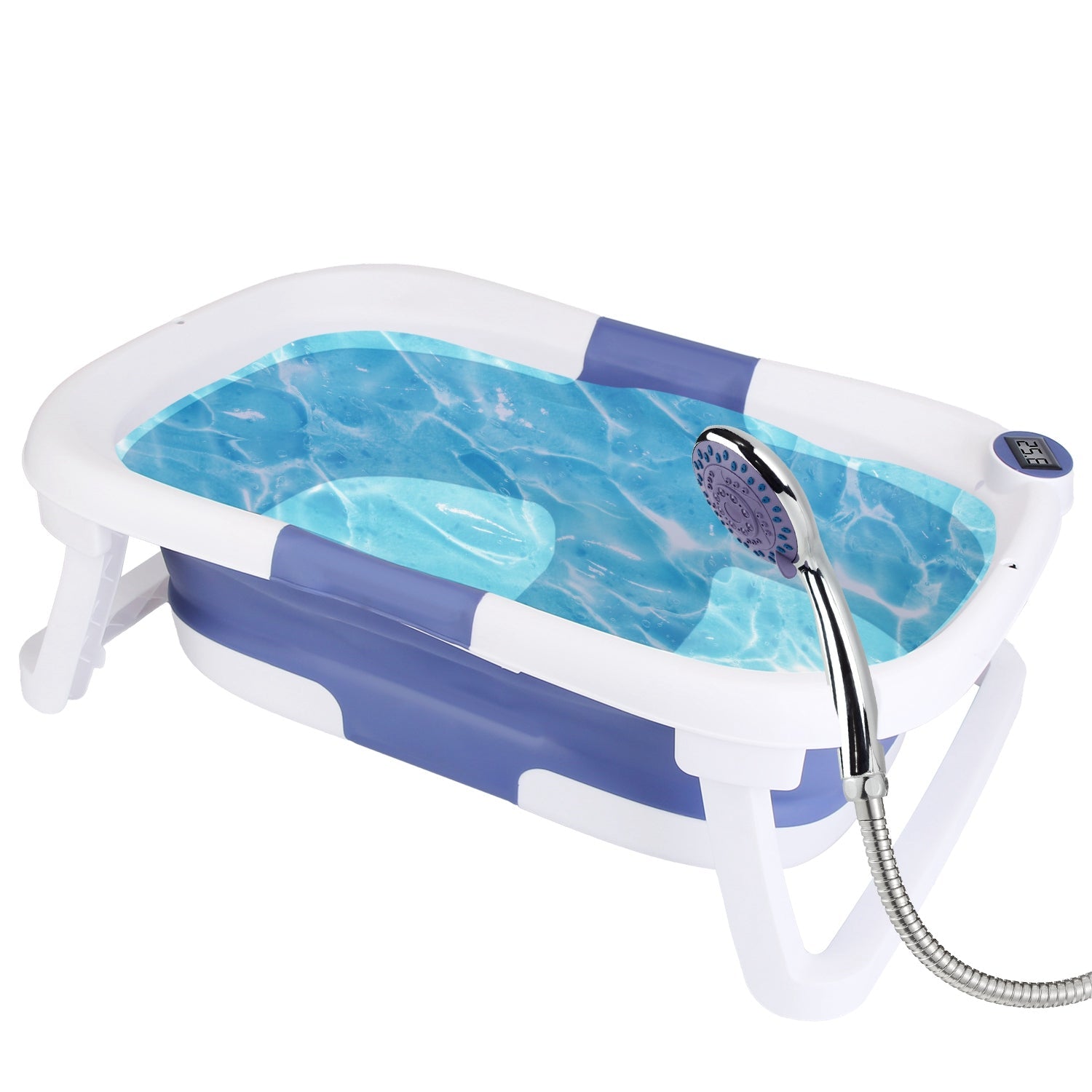 1Pc Baby Bath Tub With Thermometer Collapsible Travel Friendly 0 To