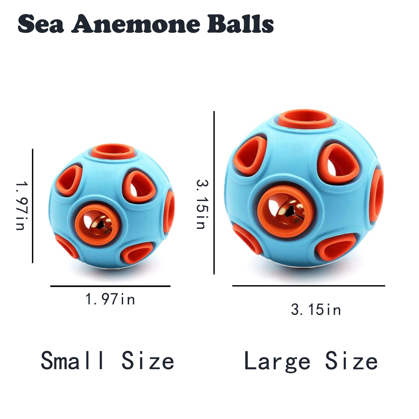 Dog Rubber Ball With Bell Sound, 2-Pack, Interactive Pet Chew Toy For