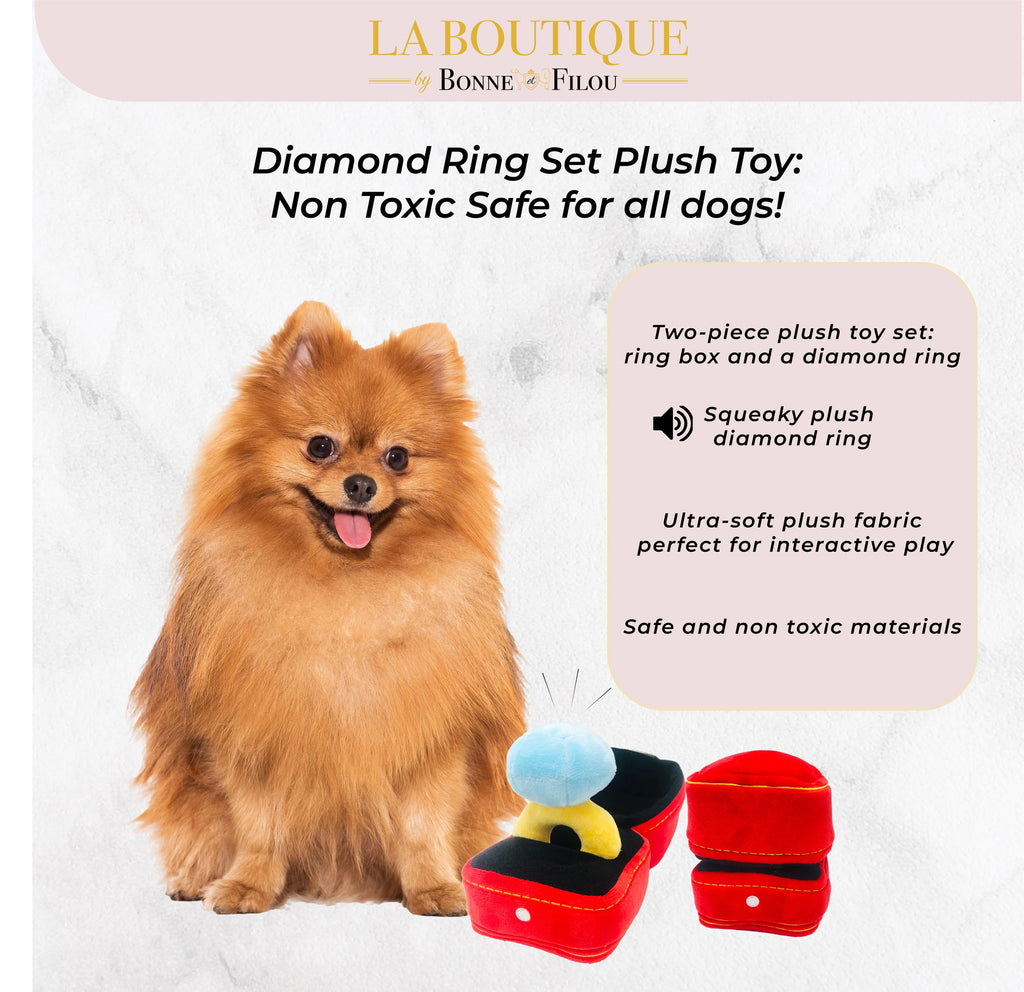 Engagement Diamond Ring Plush Dog Toy Set