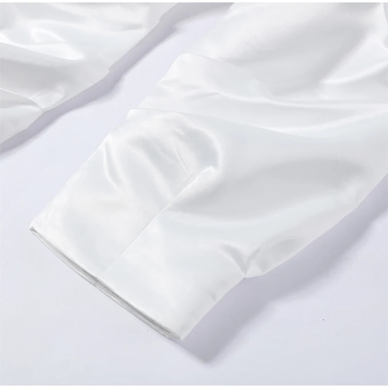 Fashion White Pleated Bubble Skirt Set Women O-neck Full Sleeve Crop Top Chic Puff Skirts Suits 2026 Lady Evening Party Outfit