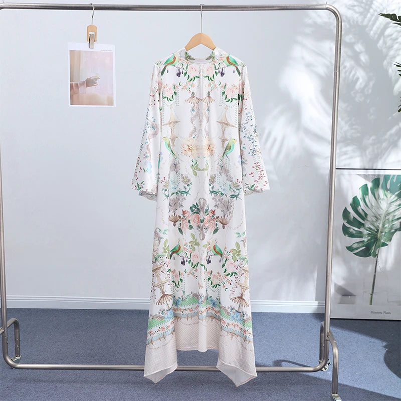 Print Women's Dress Round Neck Wide Sleeve Dress High Waisted Full Length Swing Dress Date Outfit Daily Fashion Wear 2026 Style