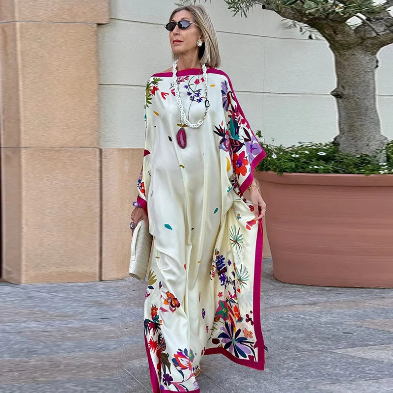 Print Women's Dress Round Neck Wide Sleeve Dress High Waisted Full Length Swing Dress Date Outfit Daily Fashion Wear 2026 Style