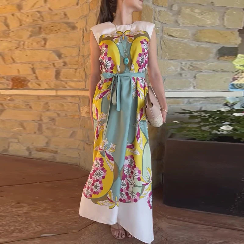 Print Women's Dress Round Neck Wide Sleeve Dress High Waisted Full Length Swing Dress Date Outfit Daily Fashion Wear 2026 Style