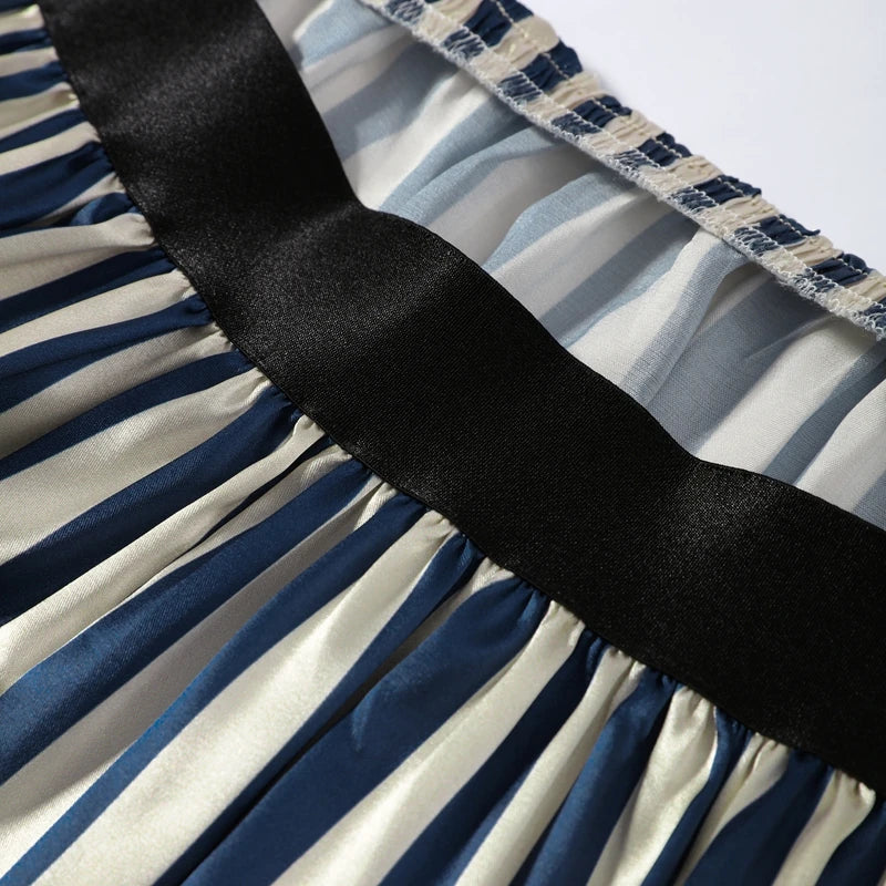 Fashion Stripe Capelet Strapless Dress Set Women's Detachable Shawl Loose Maxi Dresses 2026 Summer New Lady Casual Streetwear