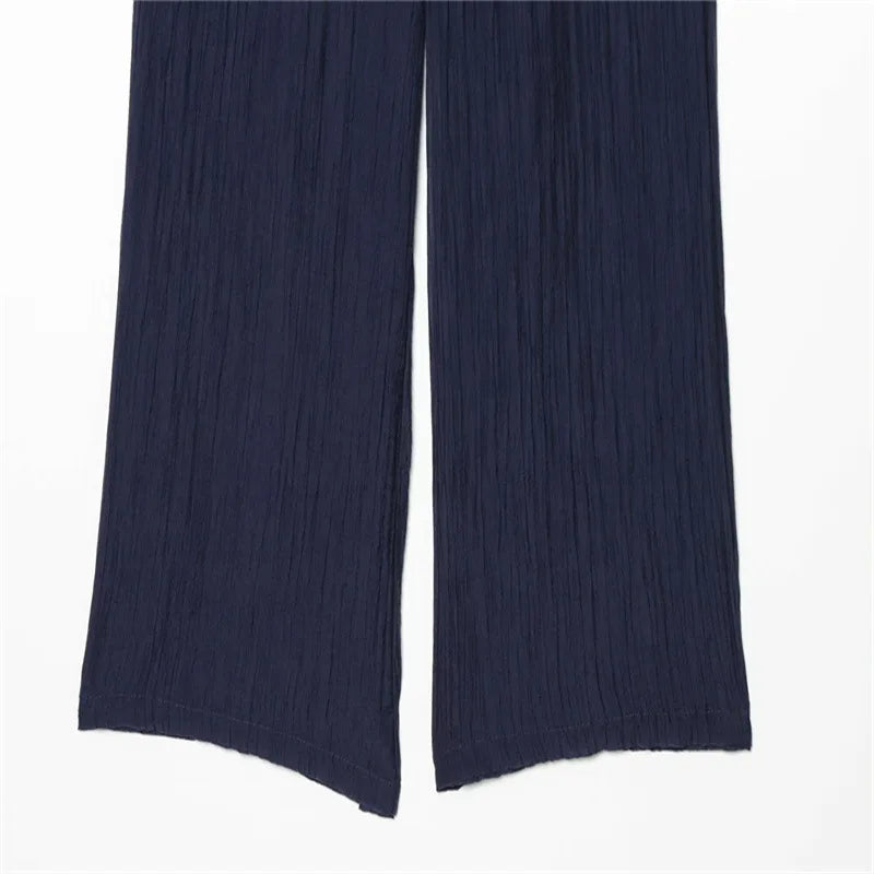 Women's Lace Up Blouses Pants Sets V-neck Long Flare Sleeve Tops Wide Leg Trousers Suit Women 2026 Summer Casual 2 Pieces Set