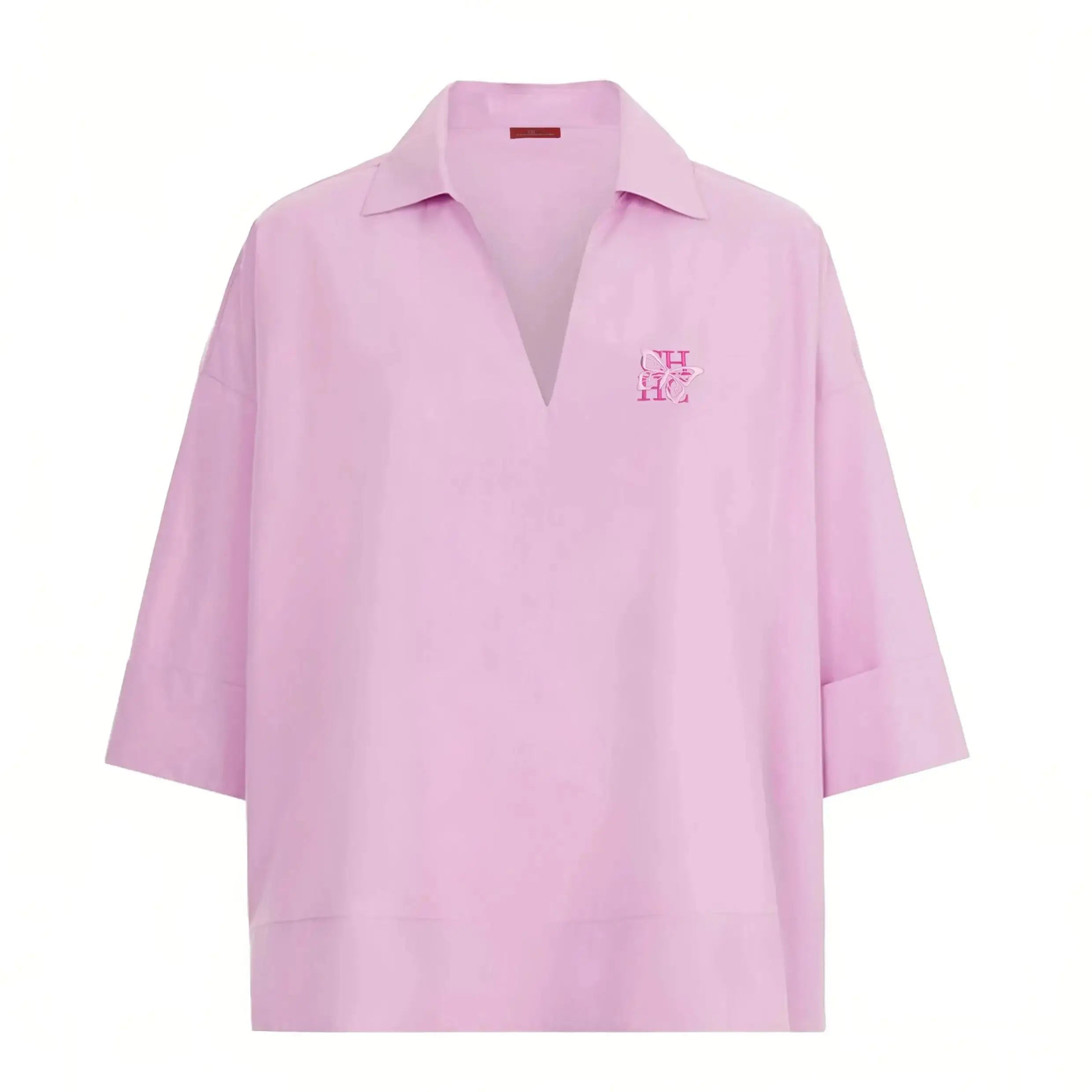CHCH Blouses For Women's Summer New Top Solid V-Neck Short Sleeve Casual Shirt Fashion Blouse Loose Elegantes Apparel