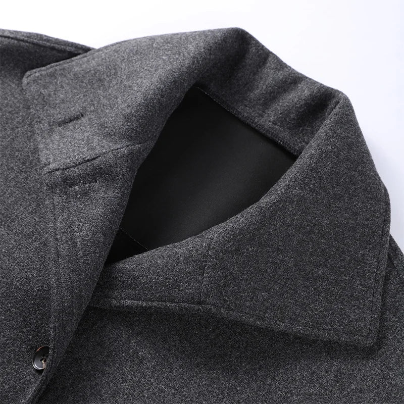 Elegant Woolen Single Breasted Jacket Women Loose Full Sleeve Big Pockets Lapel Outwear Lady 2026 Summer Autumn Coats Female