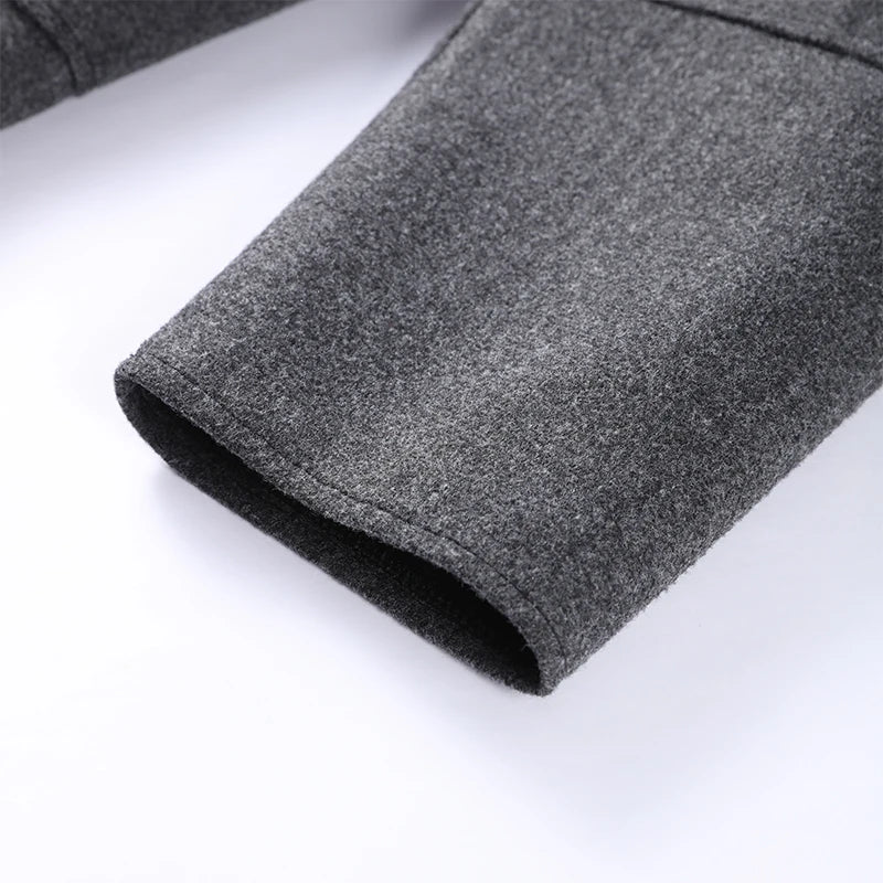 Elegant Woolen Single Breasted Jacket Women Loose Full Sleeve Big Pockets Lapel Outwear Lady 2026 Summer Autumn Coats Female