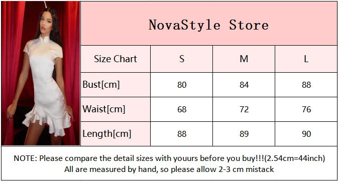 Elegant Satin Irregular Ruffle Hem Mini Dress Women Solid Stand Collar Short Sleeve Slim Dressess 2026 Lady Party Evening Gown