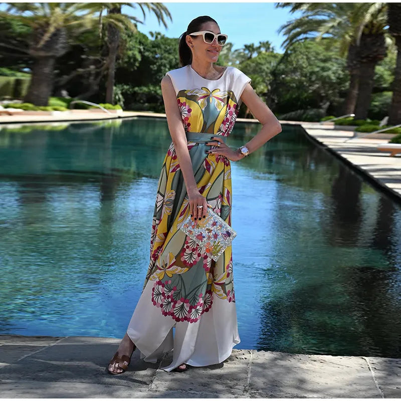 Print Women's Dress Round Neck Wide Sleeve Dress High Waisted Full Length Swing Dress Date Outfit Daily Fashion Wear 2026 Style