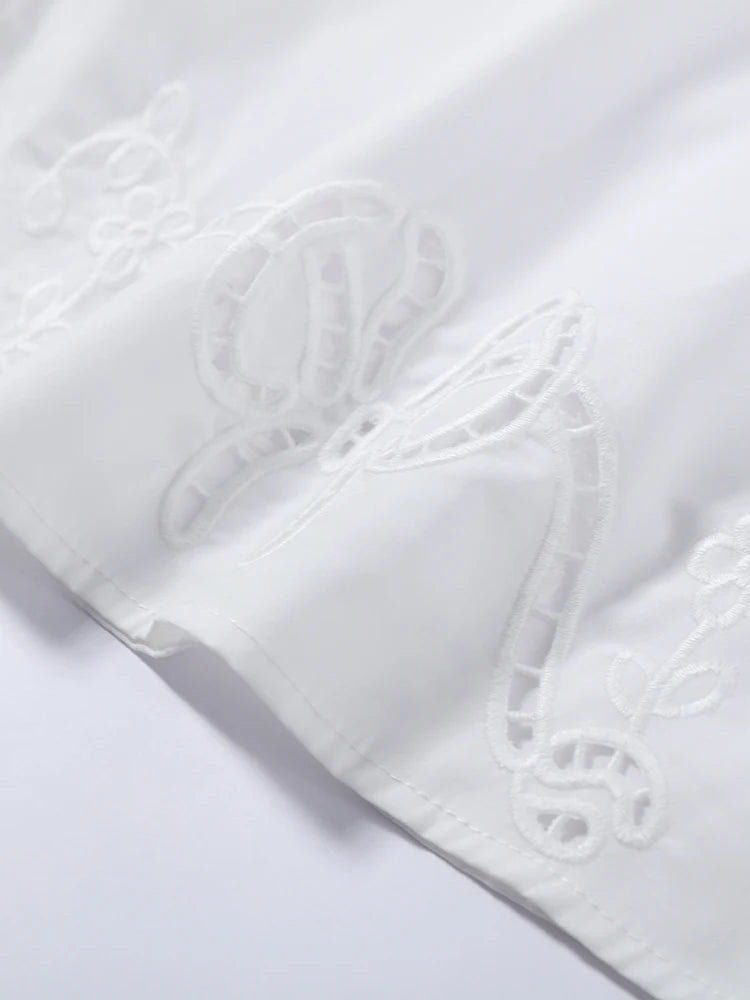 Minimalist White Boat Neck Midi Dress Women Elegant Cap Sleeve A-line Flare Eyelet Embroidery Vestido Wedding  Formal Party Gown