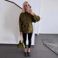 Elegant Woolen Single Breasted Jacket Women Loose Full Sleeve Big Pockets Lapel Outwear Lady 2026 Summer Autumn Coats Female