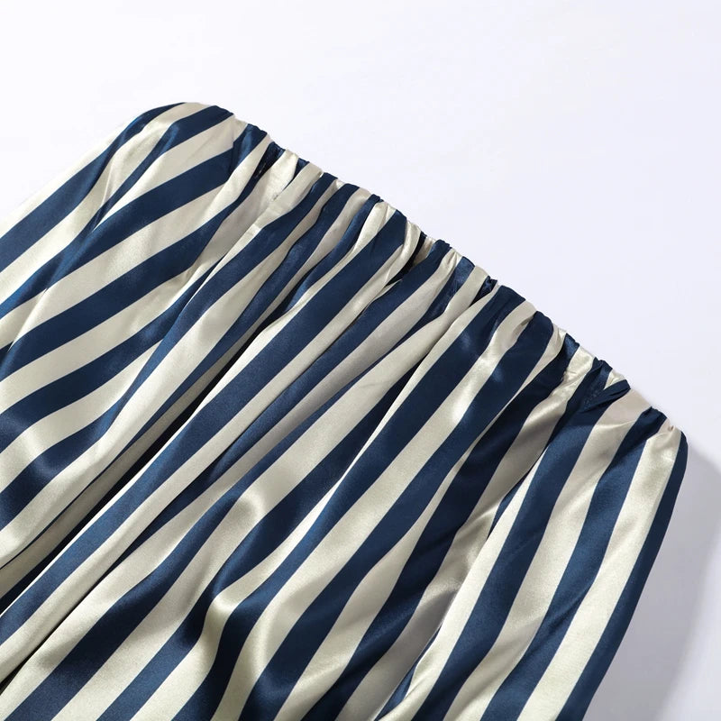 Fashion Stripe Capelet Strapless Dress Set Women's Detachable Shawl Loose Maxi Dresses 2026 Summer New Lady Casual Streetwear