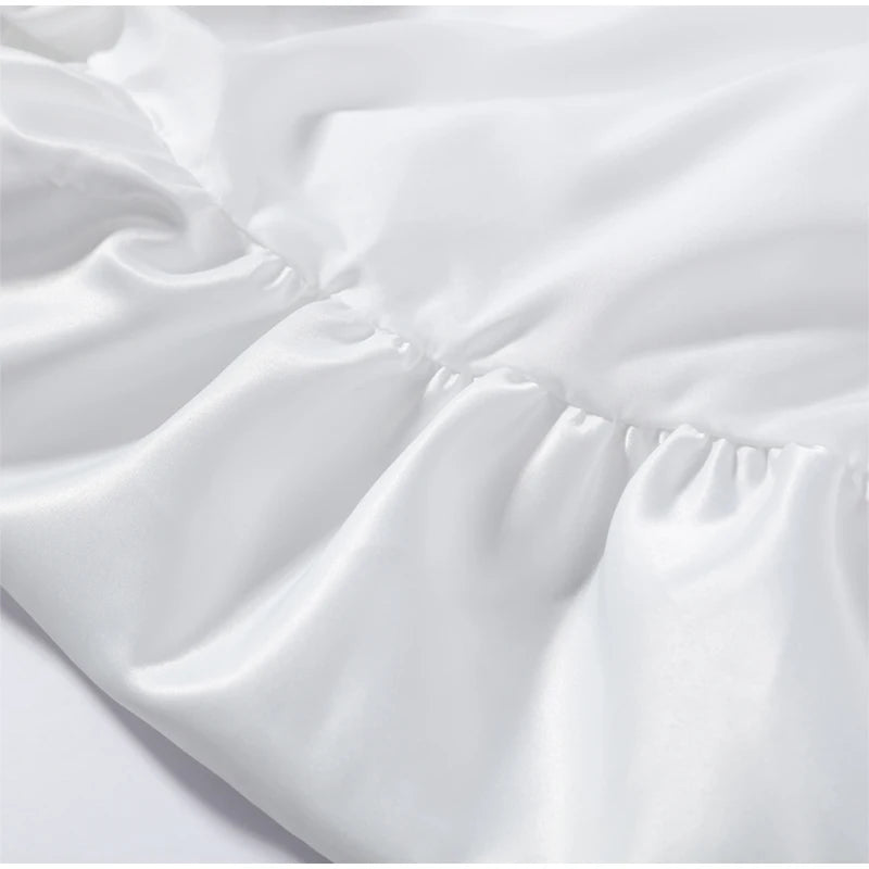Fashion White Pleated Bubble Skirt Set Women O-neck Full Sleeve Crop Top Chic Puff Skirts Suits 2026 Lady Evening Party Outfit