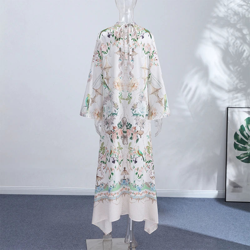 Print Women's Dress Round Neck Wide Sleeve Dress High Waisted Full Length Swing Dress Date Outfit Daily Fashion Wear 2026 Style