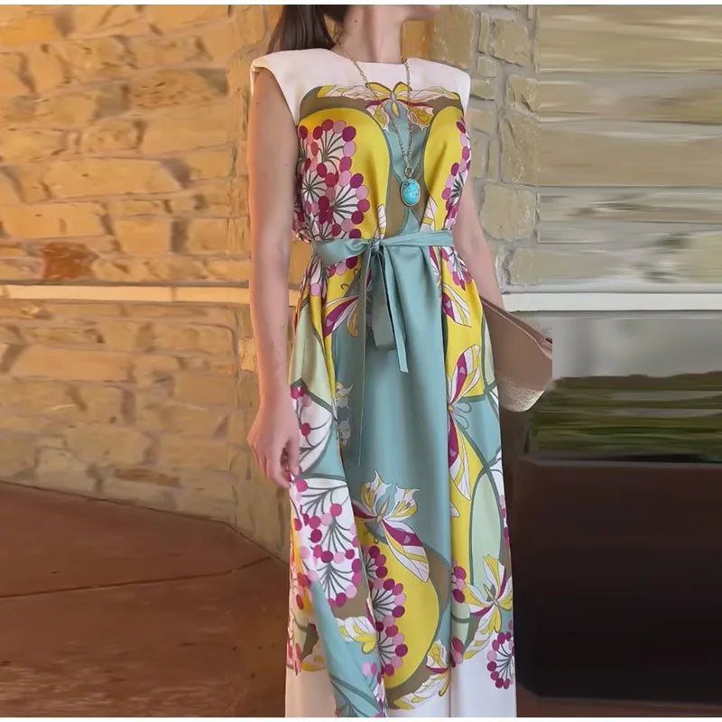 Print Women's Dress Round Neck Wide Sleeve Dress High Waisted Full Length Swing Dress Date Outfit Daily Fashion Wear 2026 Style