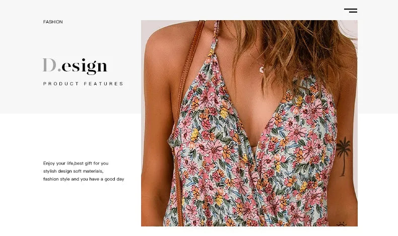 Multicolor Wrapped V Neck Floral Tank Crop Top